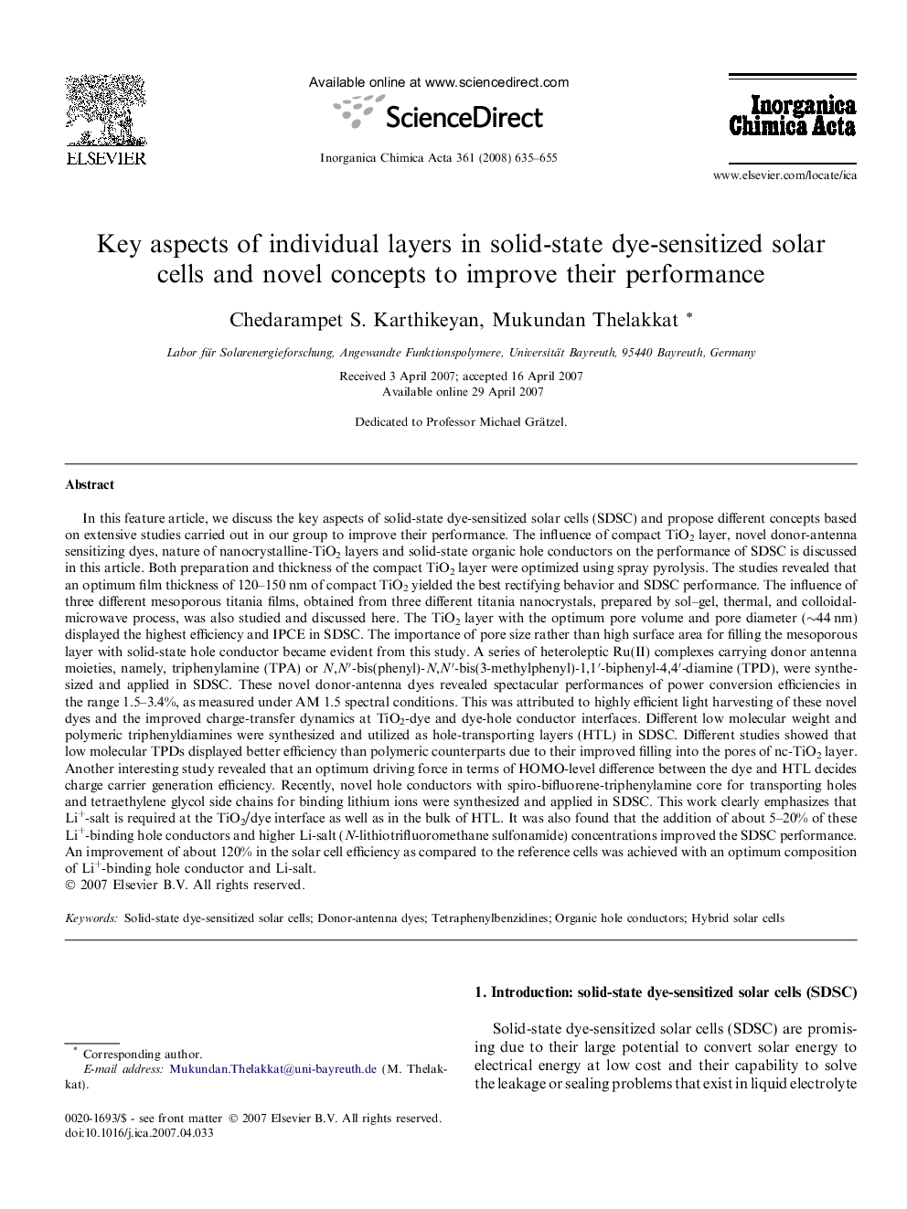 Key aspects of individual layers in solid-state dye-sensitized solar cells and novel concepts to improve their performance