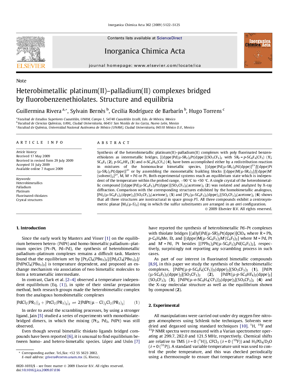 Heterobimetallic platinum(II)–palladium(II) complexes bridged by fluorobenzenethiolates. Structure and equilibria