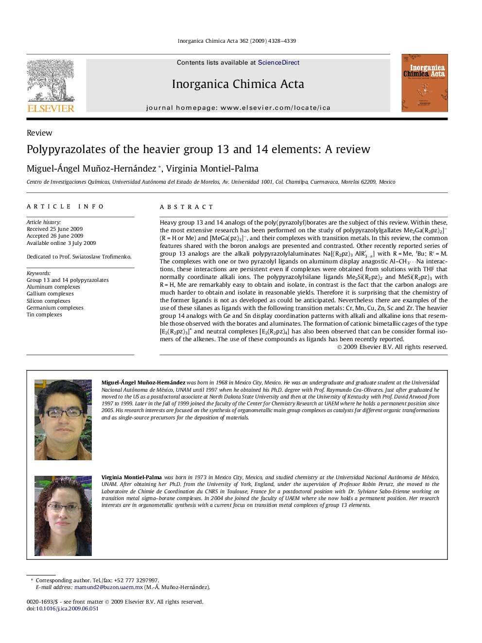 Polypyrazolates of the heavier group 13 and 14 elements: A review