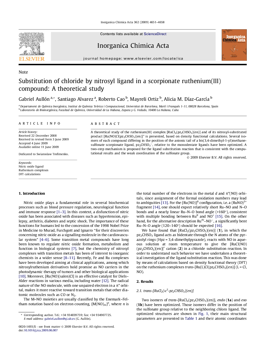 Substitution of chloride by nitrosyl ligand in a scorpionate ruthenium(III) compound: A theoretical study