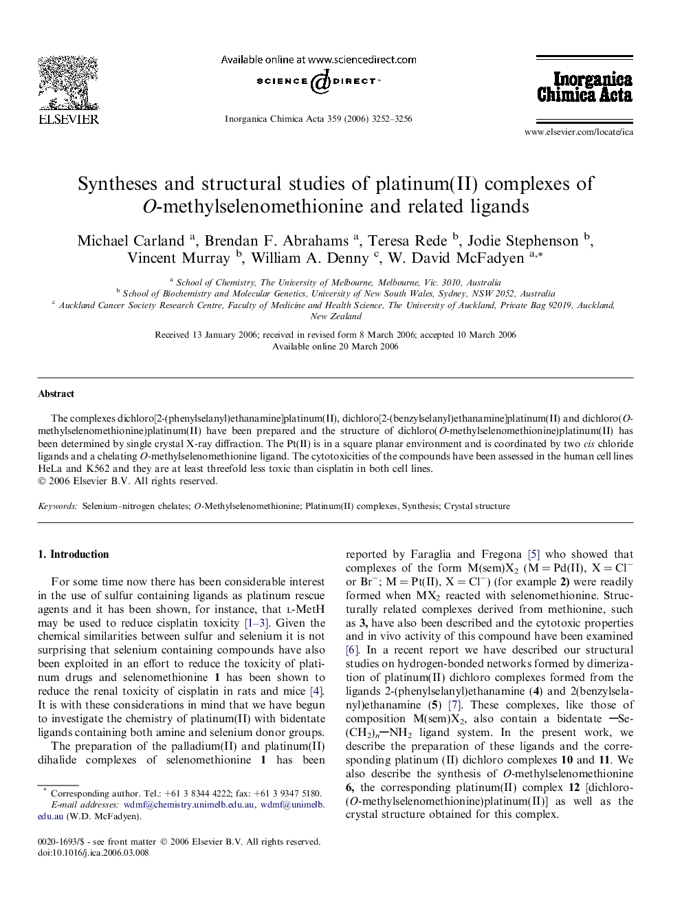 Syntheses and structural studies of platinum(II) complexes of O-methylselenomethionine and related ligands