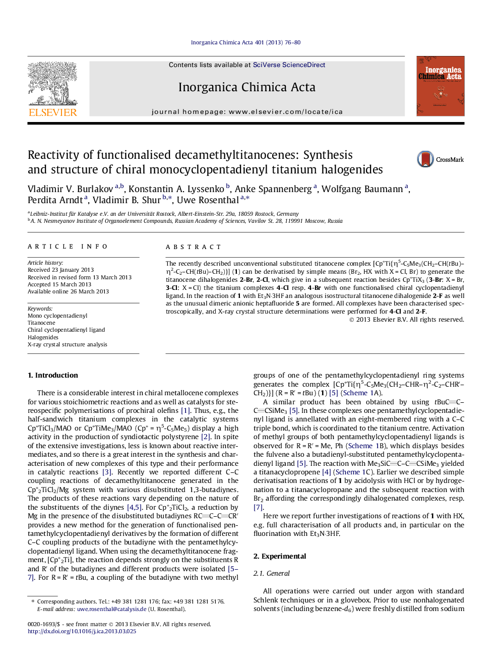 Reactivity of functionalised decamethyltitanocenes: Synthesis and structure of chiral monocyclopentadienyl titanium halogenides