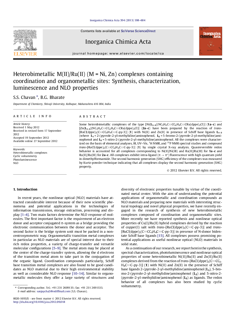 Heterobimetallic M(II)/Ru(II) (MÂ =Â Ni, Zn) complexes containing coordination and organometallic sites: Synthesis, characterization, luminescence and NLO properties