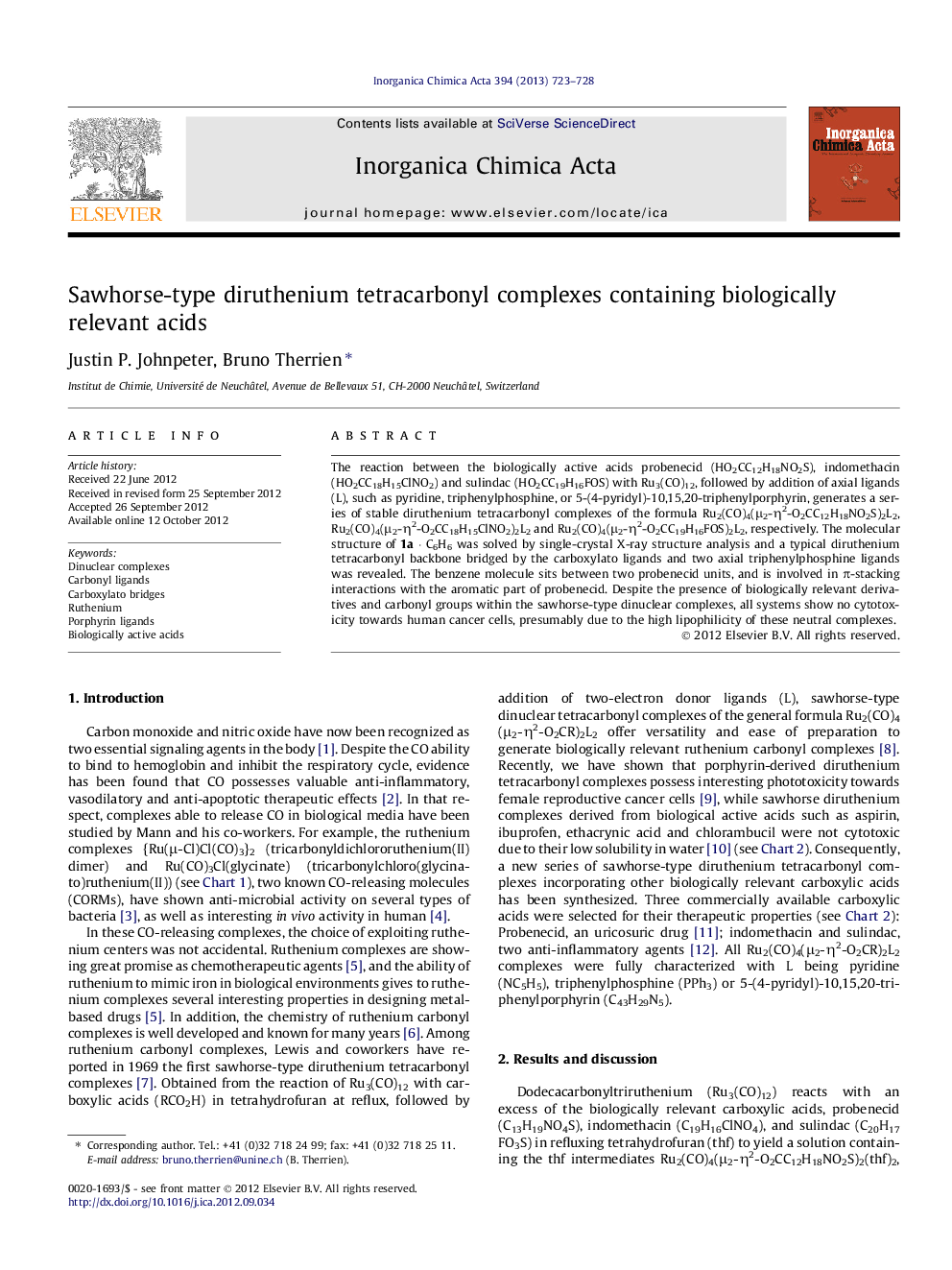 Sawhorse-type diruthenium tetracarbonyl complexes containing biologically relevant acids