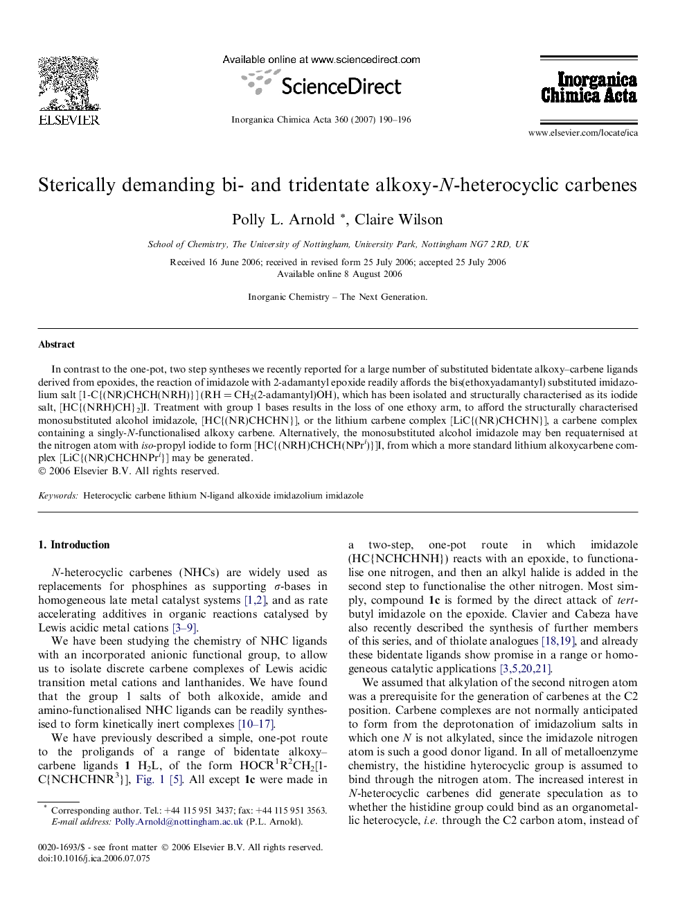 Sterically demanding bi- and tridentate alkoxy-N-heterocyclic carbenes