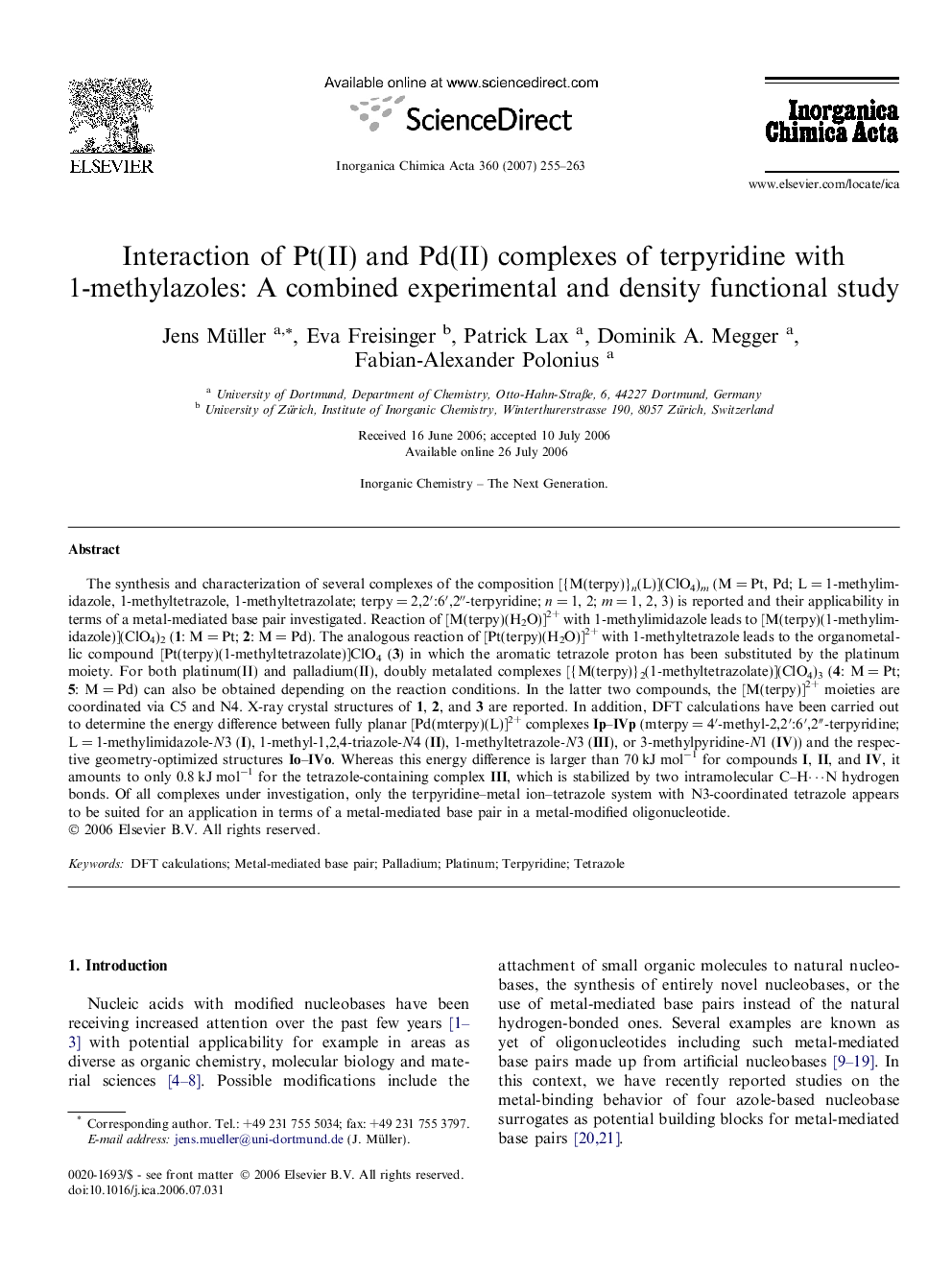 Interaction of Pt(II) and Pd(II) complexes of terpyridine with 1-methylazoles: A combined experimental and density functional study