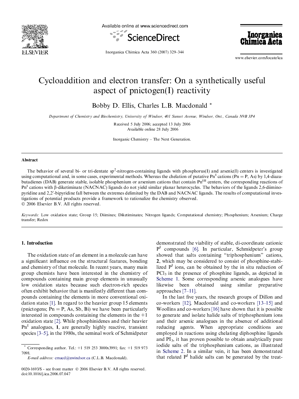 Cycloaddition and electron transfer: On a synthetically useful aspect of pnictogen(I) reactivity