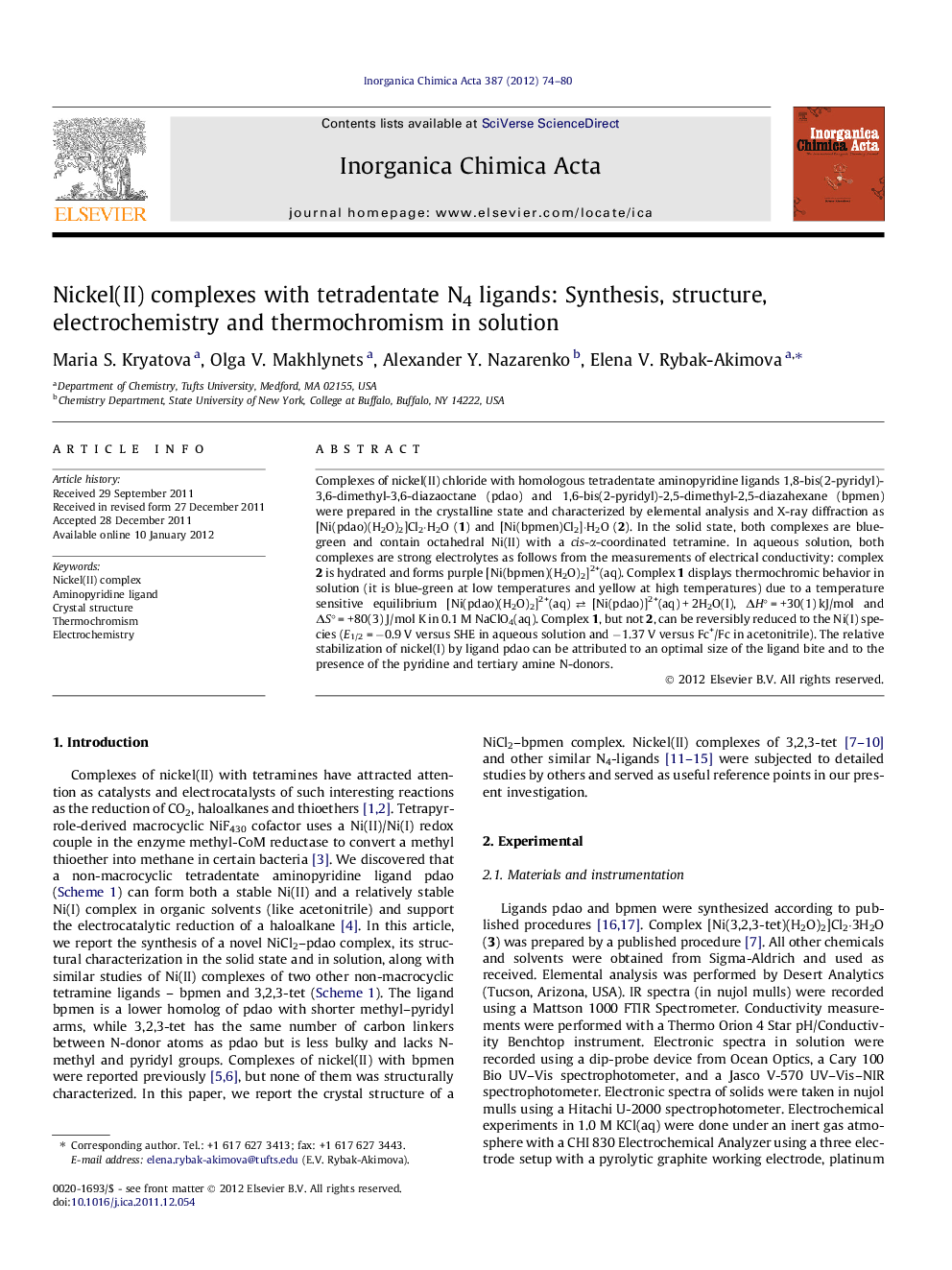 Nickel(II) complexes with tetradentate N4 ligands: Synthesis, structure, electrochemistry and thermochromism in solution