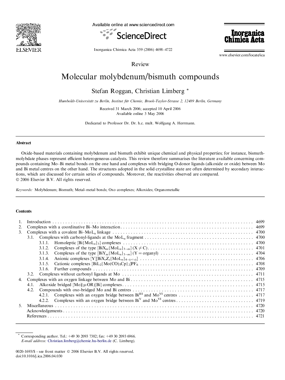 عکس صفحه اول مقاله: Molecular molybdenum/bismuth compounds Molecular molybdenum/bismuth compounds