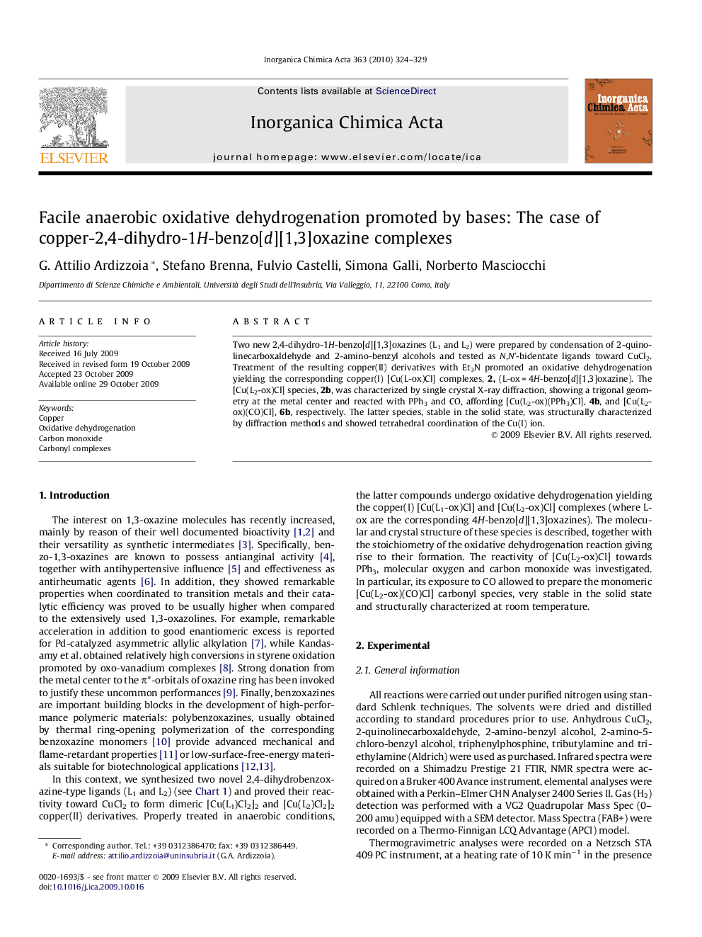 Facile anaerobic oxidative dehydrogenation promoted by bases: The case of copper-2,4-dihydro-1H-benzo[d][1,3]oxazine complexes