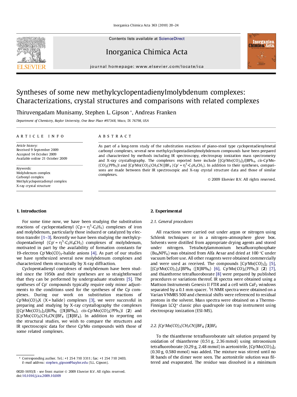 Syntheses of some new methylcyclopentadienylmolybdenum complexes: Characterizations, crystal structures and comparisons with related complexes