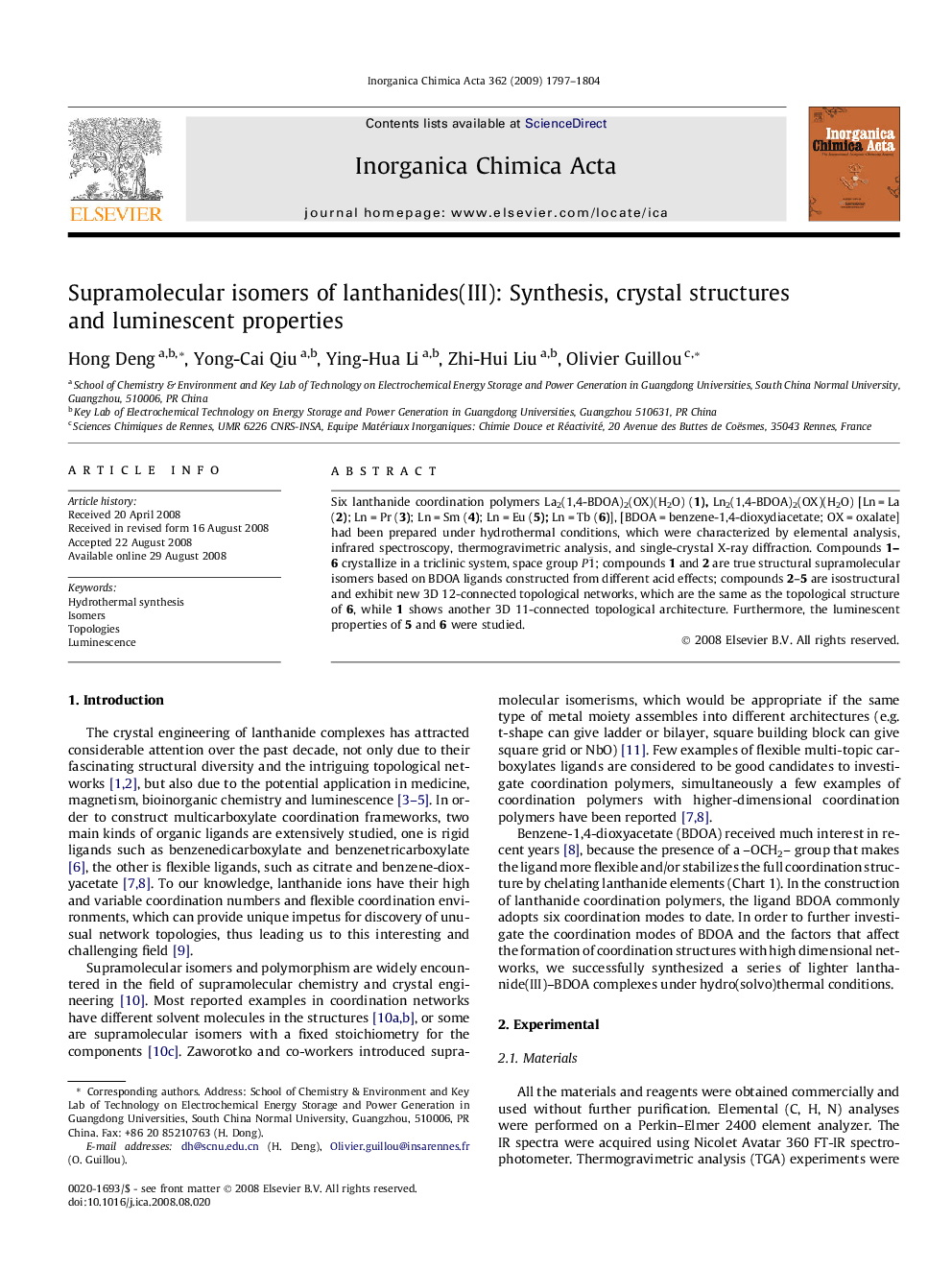 Supramolecular isomers of lanthanides(III): Synthesis, crystal structures and luminescent properties