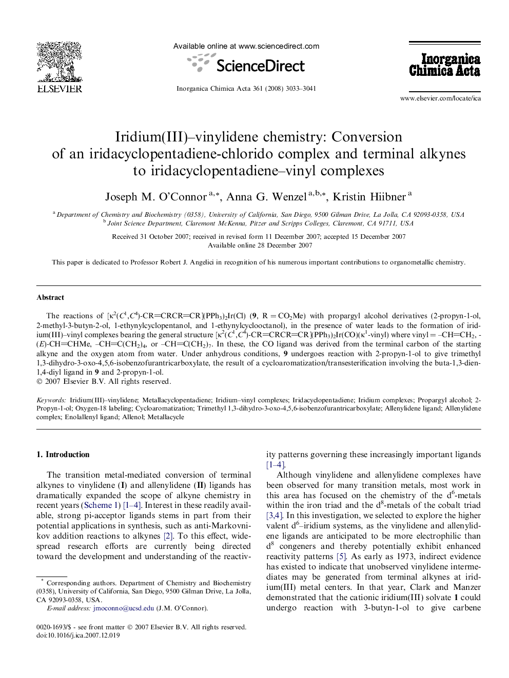 Iridium(III)-vinylidene chemistry: Conversion of an iridacyclopentadiene-chlorido complex and terminal alkynes to iridacyclopentadiene-vinyl complexes