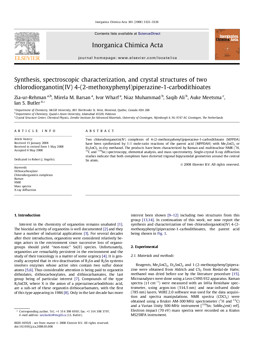 Synthesis, spectroscopic characterization, and crystal structures of two chlorodiorganotin(IV) 4-(2-methoxyphenyl)piperazine-1-carbodithioates