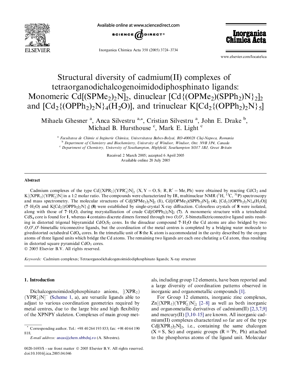 Structural diversity of cadmium(II) complexes of tetraorganodichalcogenoimidodiphosphinato ligands: Monomeric Cd[(SPMe2)2N]2, dinuclear [Cd{(OPMe2)(SPPh2)N}2]2 and [Cd2{(OPPh2)2N}4(H2O)], and trinuclear K[Cd2{(OPPh2)2N}5]