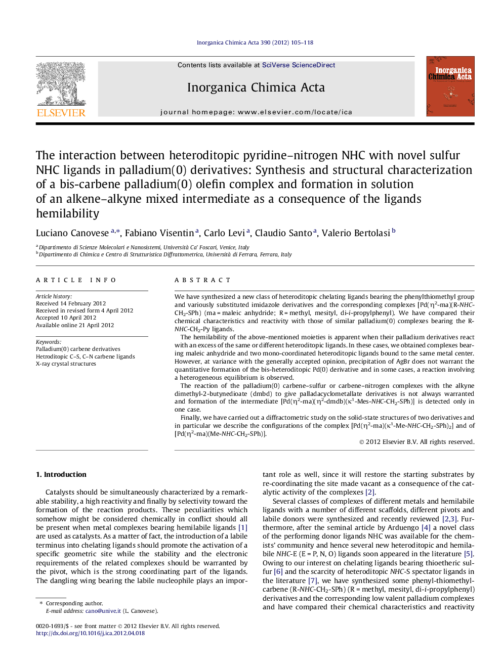 The interaction between heteroditopic pyridine–nitrogen NHC with novel sulfur NHC ligands in palladium(0) derivatives: Synthesis and structural characterization of a bis-carbene palladium(0) olefin complex and formation in solution of an alkene–alkyne mix