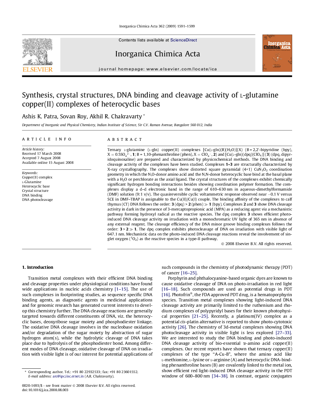 Synthesis, crystal structures, DNA binding and cleavage activity of l-glutamine copper(II) complexes of heterocyclic bases