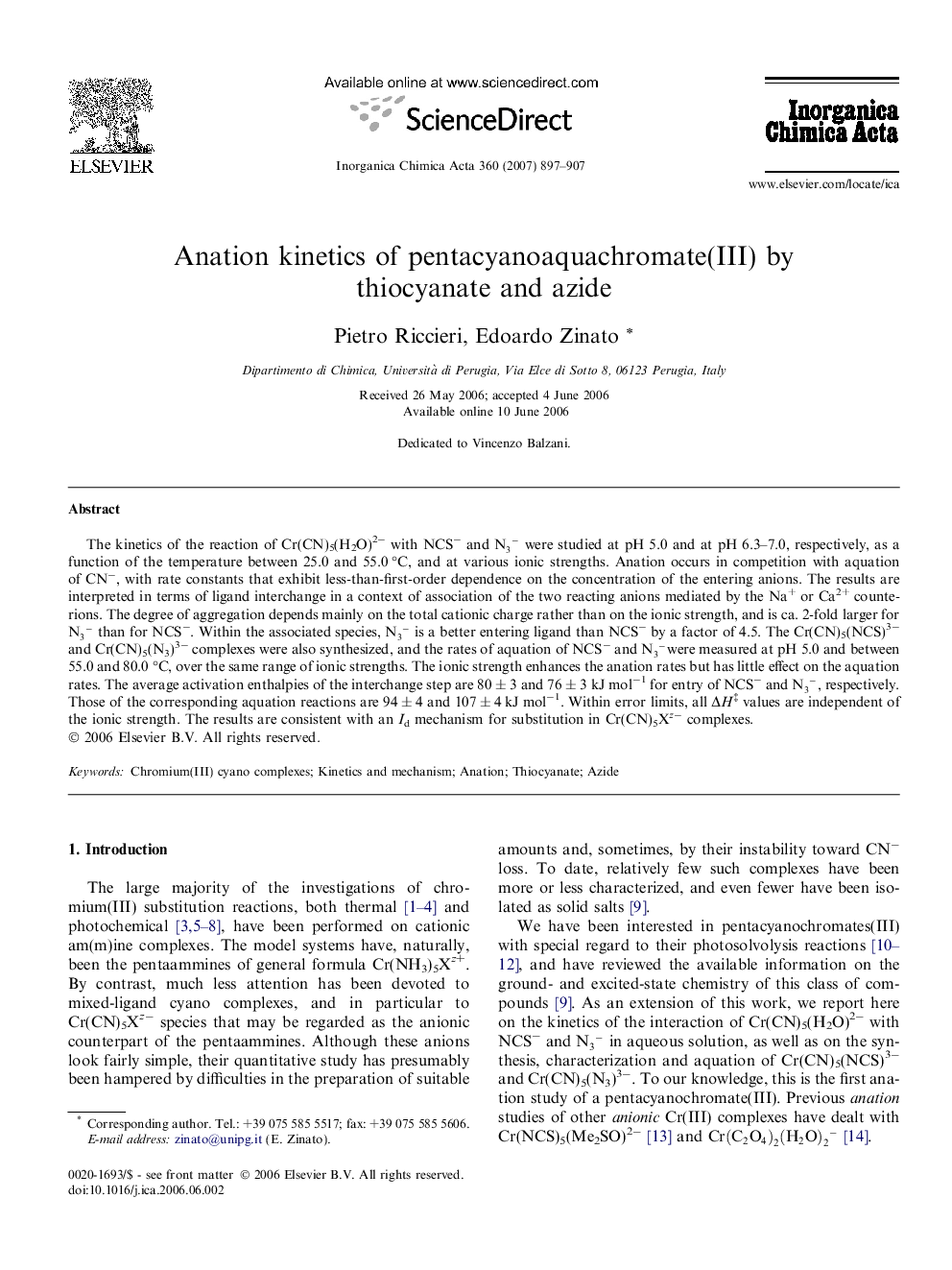 Anation kinetics of pentacyanoaquachromate(III) by thiocyanate and azide