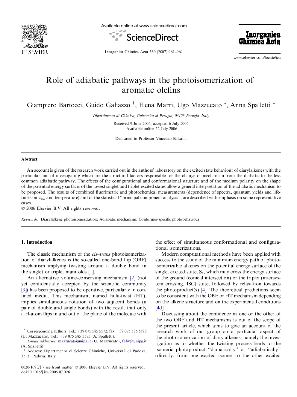 Role of adiabatic pathways in the photoisomerization of aromatic olefins
