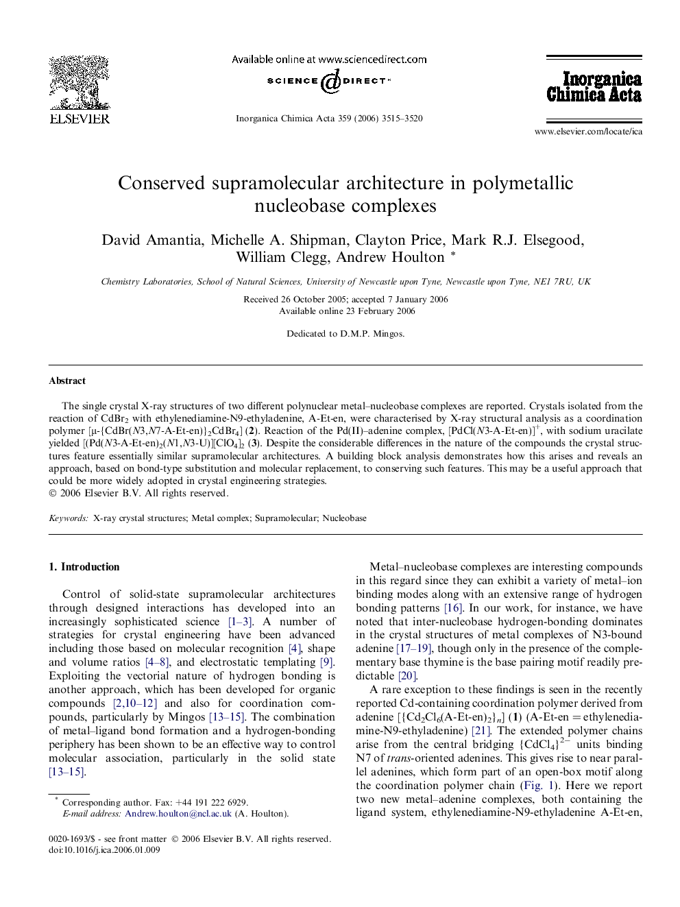 Conserved supramolecular architecture in polymetallic nucleobase complexes