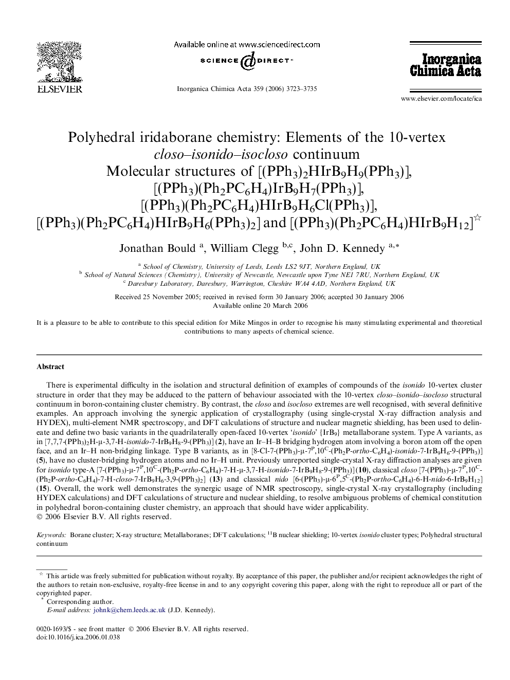 Polyhedral iridaborane chemistry: Elements of the 10-vertex closo-isonido-isocloso continuum