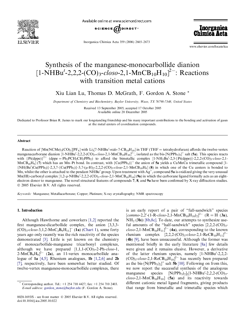 Synthesis of the manganese-monocarbollide dianion [1-NHBut-2,2,2-(CO)3-closo-2,1-MnCB10H10]2−: Reactions with transition metal cations