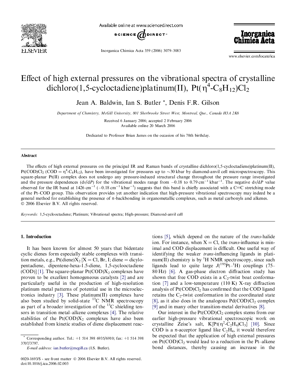 Effect of high external pressures on the vibrational spectra of crystalline dichloro(1,5-cycloctadiene)platinum(II), Pt(η4-C8H12)Cl2