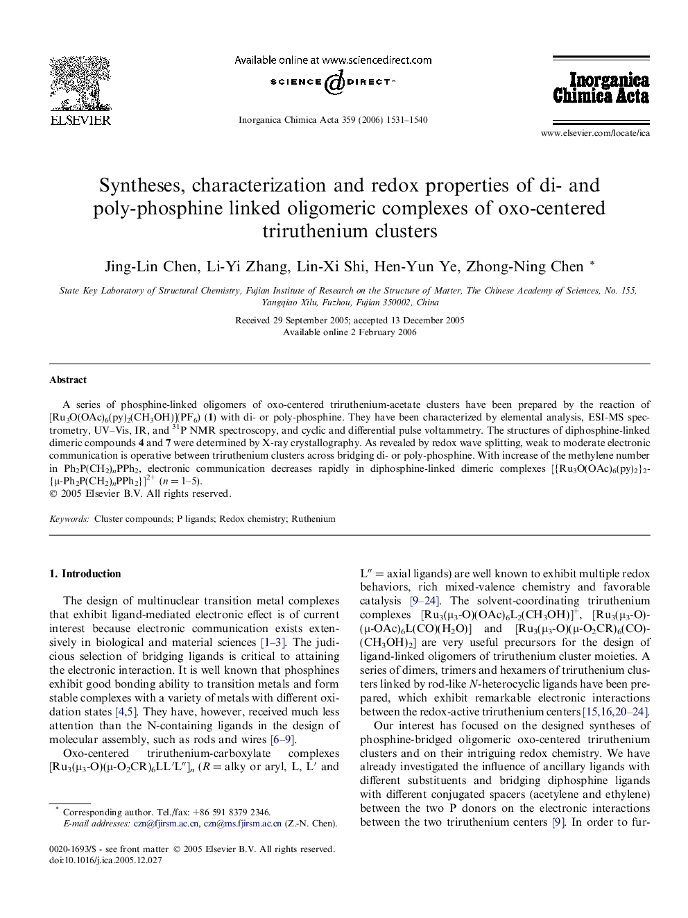 Syntheses, characterization and redox properties of di- and poly-phosphine linked oligomeric complexes of oxo-centered triruthenium clusters