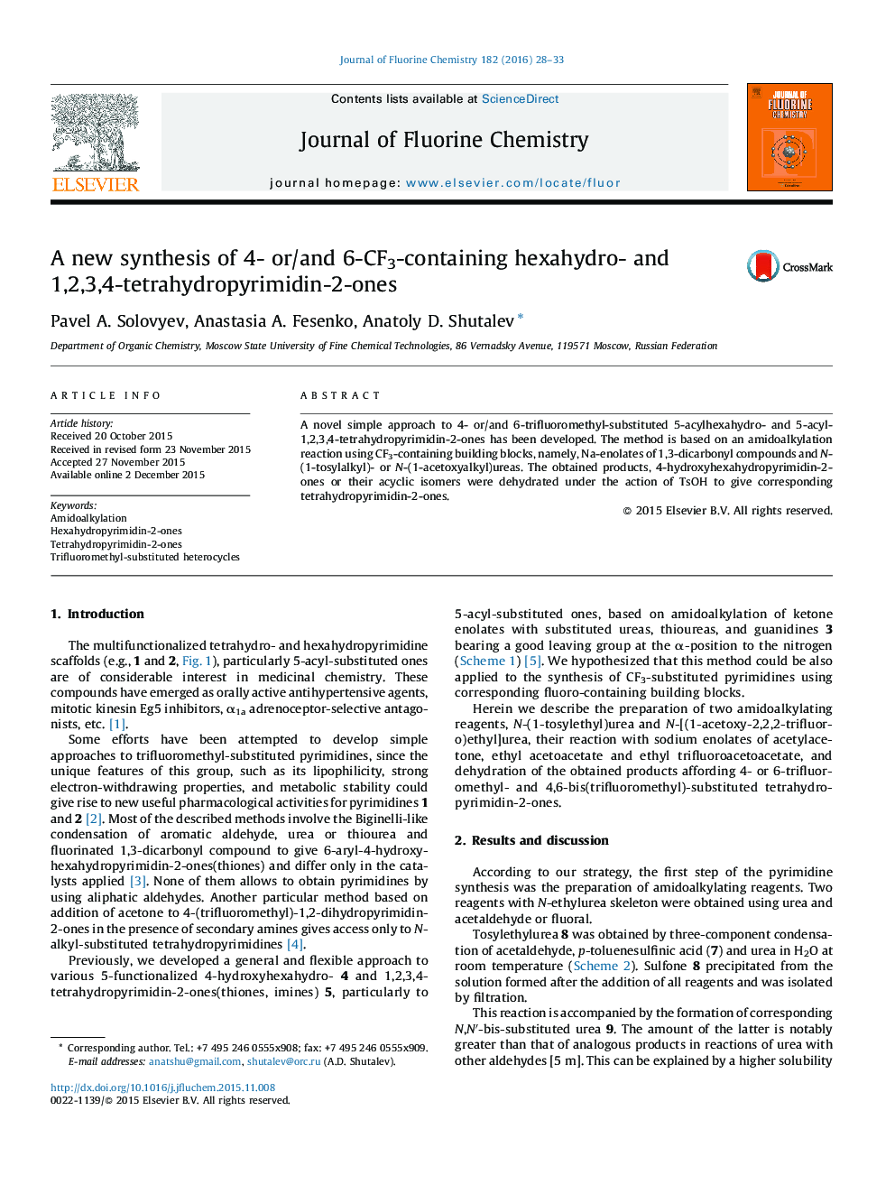 A new synthesis of 4- or/and 6-CF3-containing hexahydro- and 1,2,3,4-tetrahydropyrimidin-2-ones