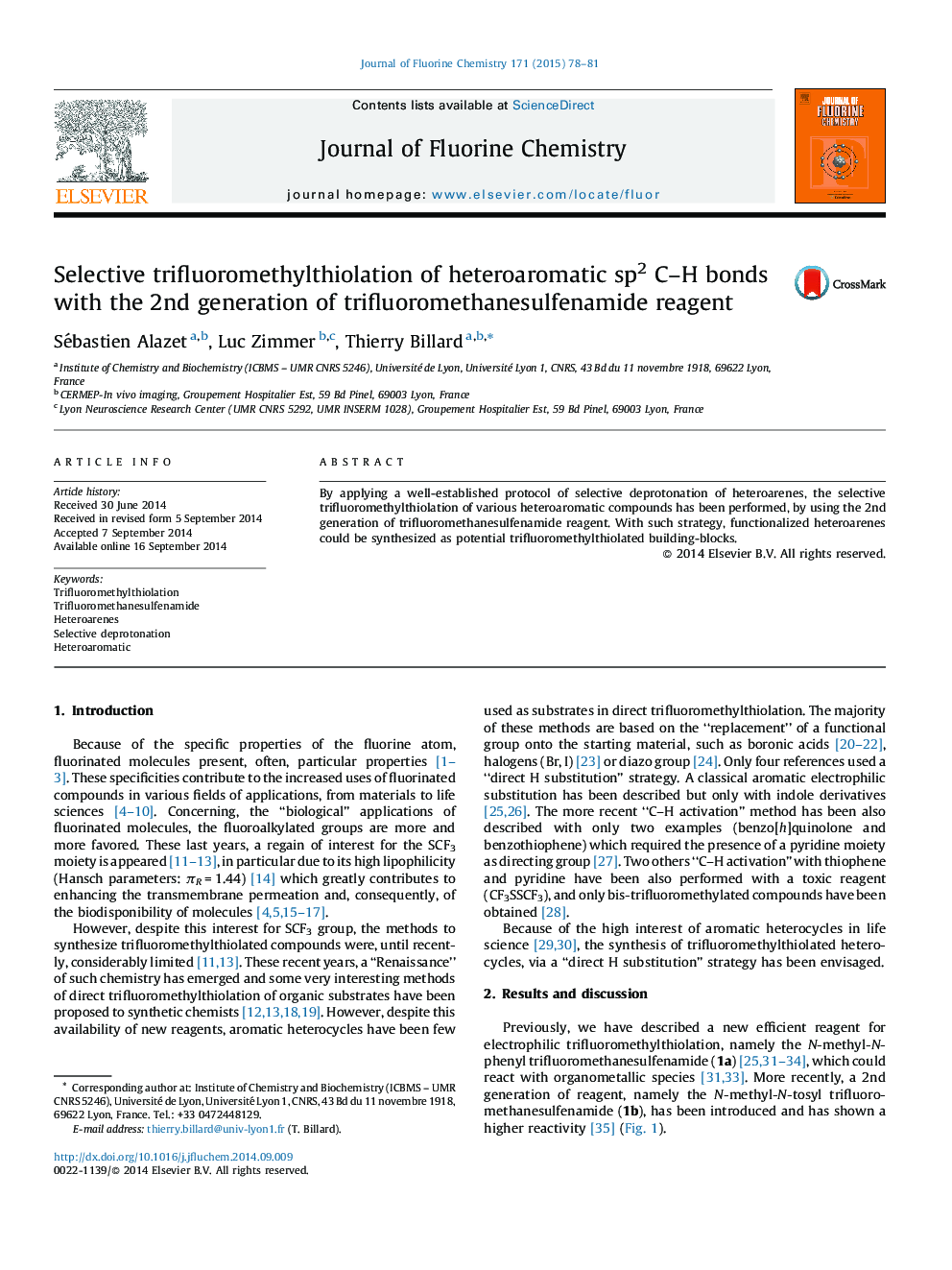 Selective trifluoromethylthiolation of heteroaromatic sp2 C–H bonds with the 2nd generation of trifluoromethanesulfenamide reagent