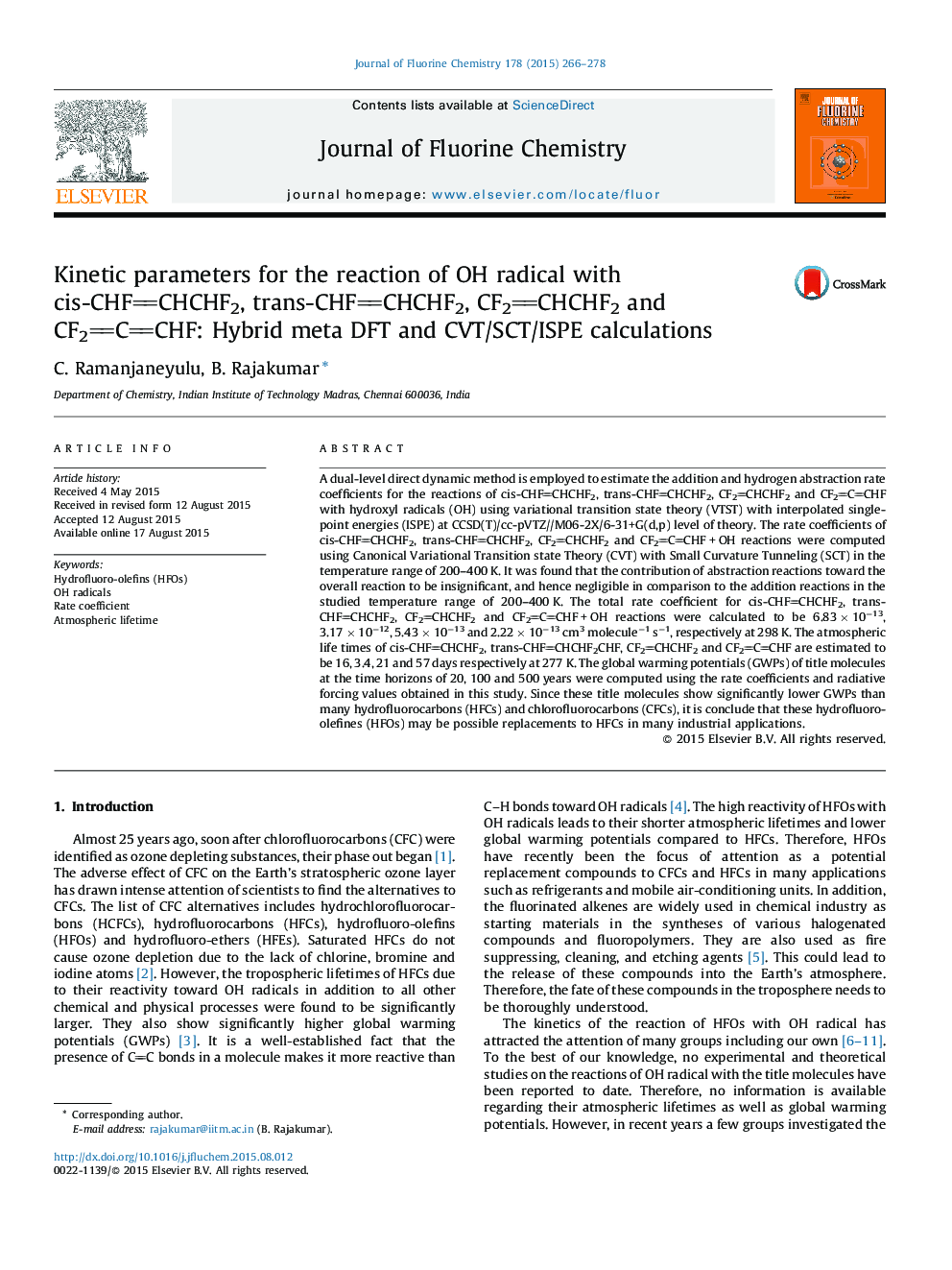 Kinetic parameters for the reaction of OH radical with cis-CHFCHCHF2, trans-CHFCHCHF2, CF2CHCHF2 and CF2CCHF: Hybrid meta DFT and CVT/SCT/ISPE calculations