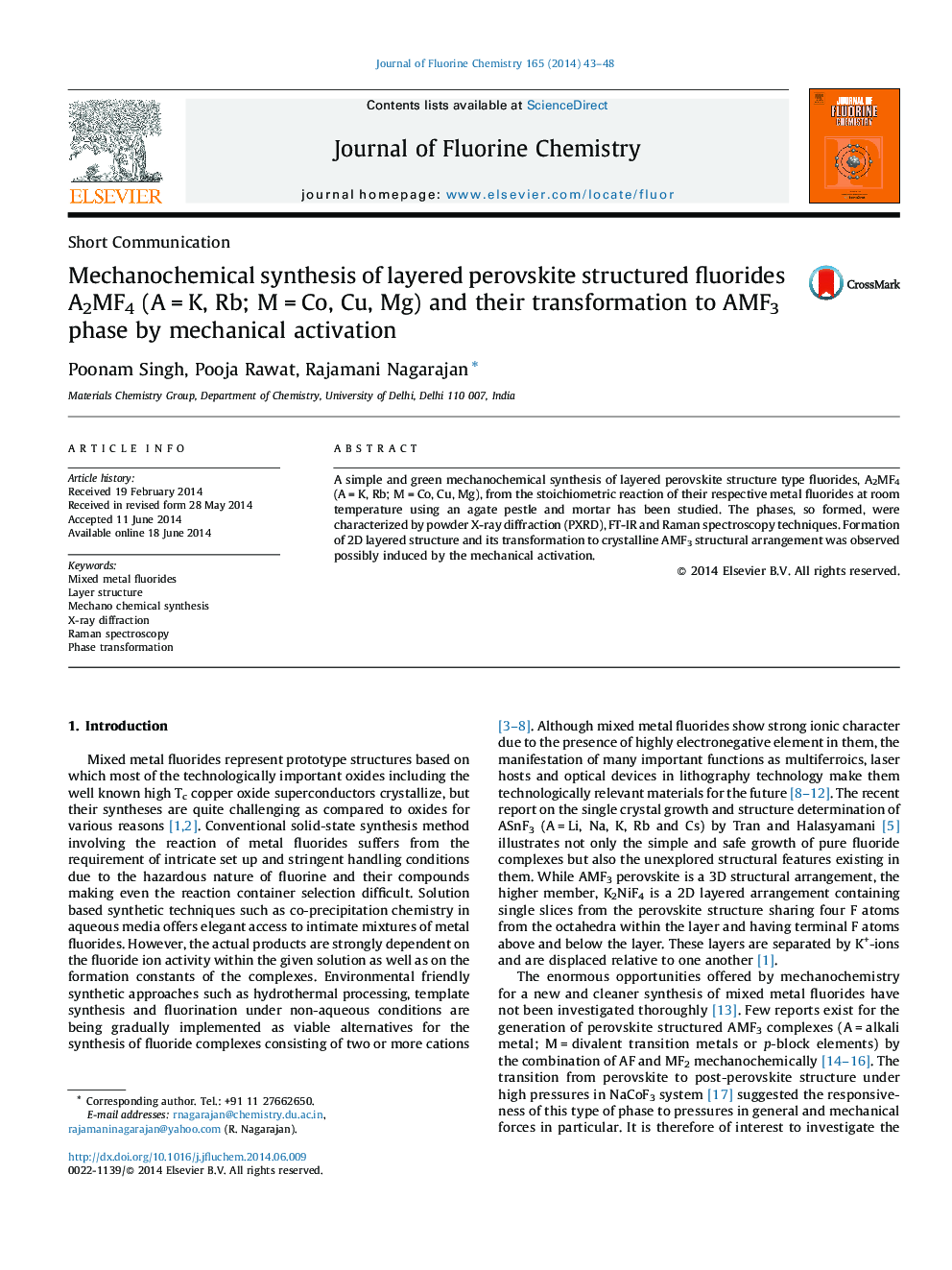 Mechanochemical synthesis of layered perovskite structured fluorides A2MF4 (A = K, Rb; M = Co, Cu, Mg) and their transformation to AMF3 phase by mechanical activation