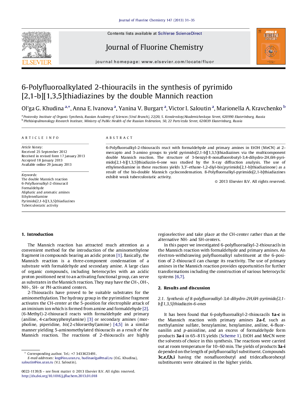 6-Polyfluoroalkylated 2-thiouracils in the synthesis of pyrimido[2,1-b][1,3,5]thiadiazines by the double Mannich reaction