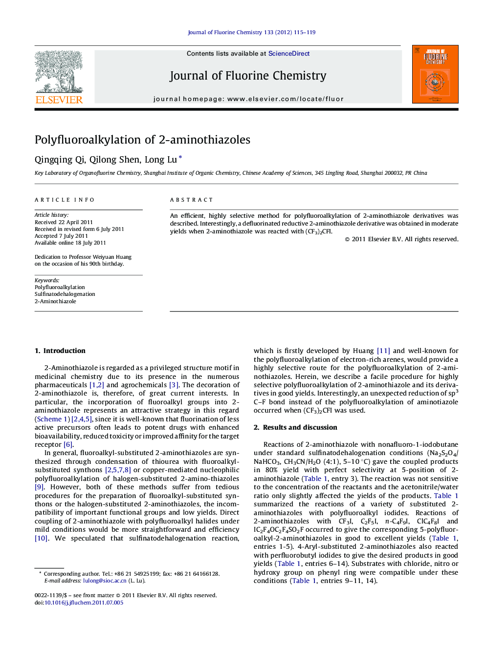 Polyfluoroalkylation of 2-aminothiazoles