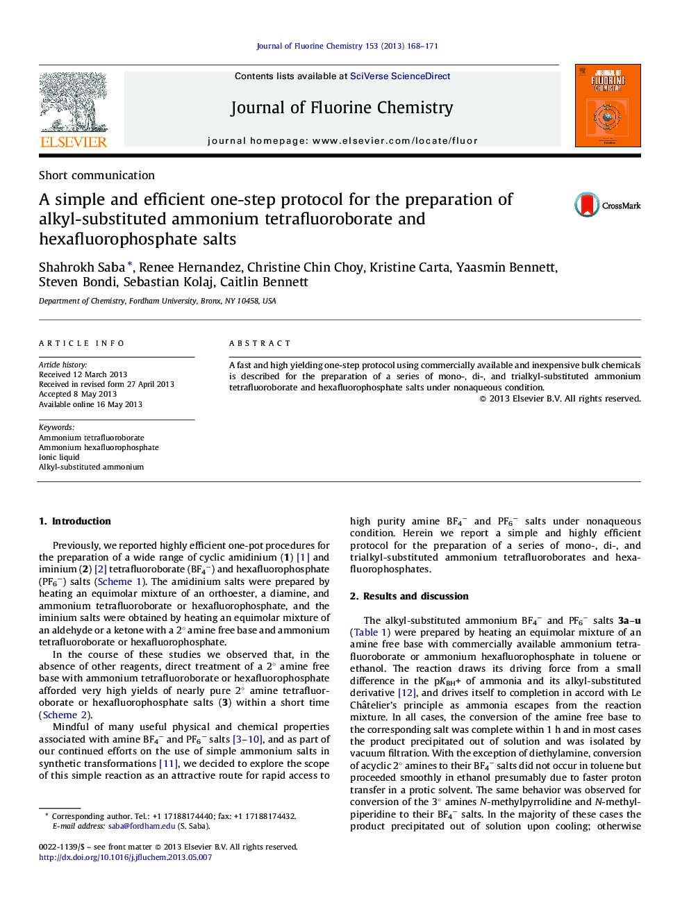 A simple and efficient one-step protocol for the preparation of alkyl-substituted ammonium tetrafluoroborate and hexafluorophosphate salts