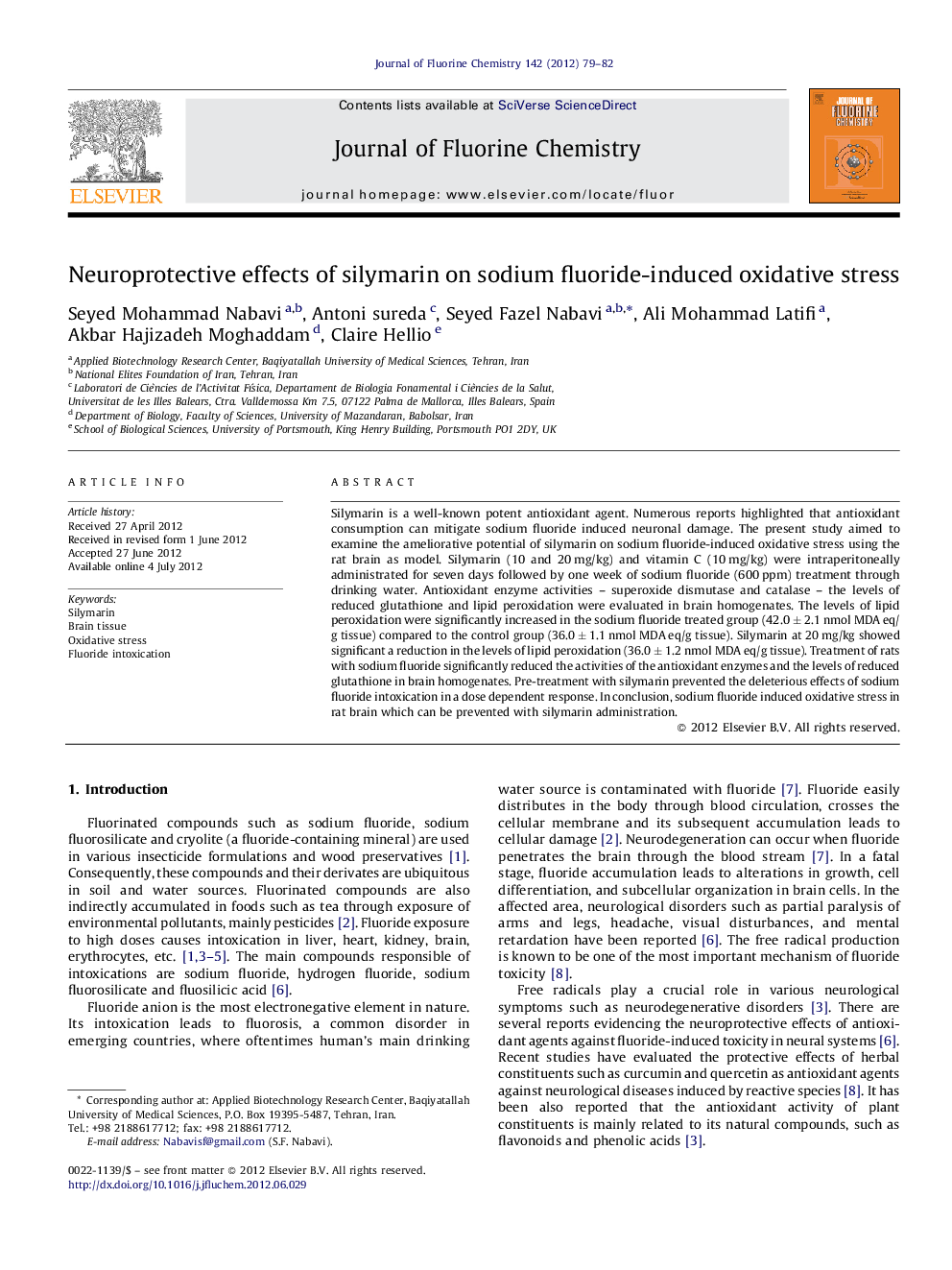 Neuroprotective effects of silymarin on sodium fluoride-induced oxidative stress