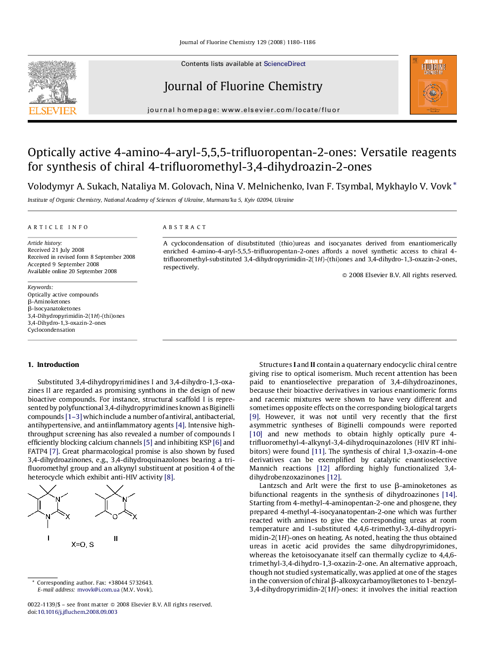 Optically active 4-amino-4-aryl-5,5,5-trifluoropentan-2-ones: Versatile reagents for synthesis of chiral 4-trifluoromethyl-3,4-dihydroazin-2-ones