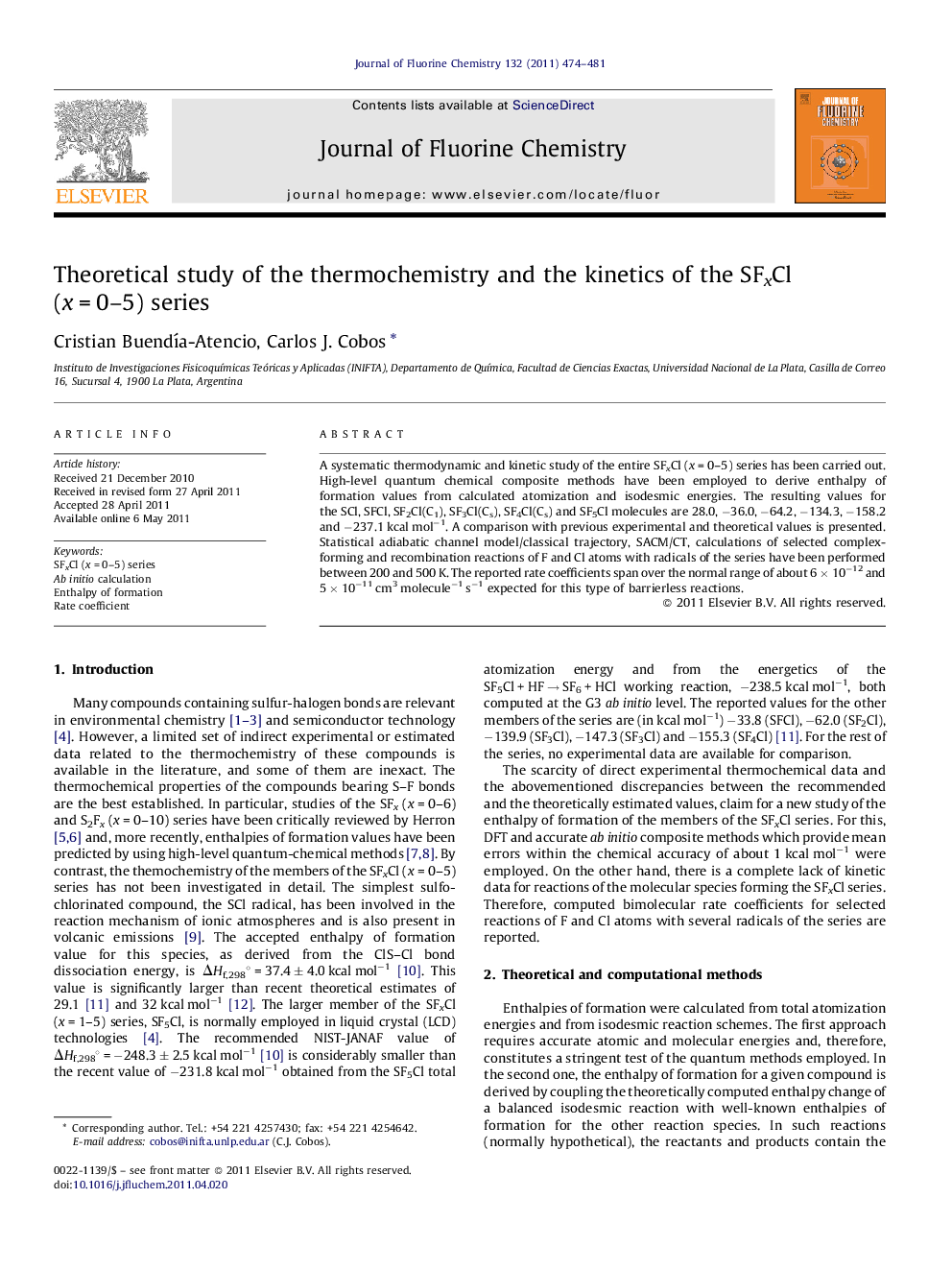 Theoretical study of the thermochemistry and the kinetics of the SFxCl (x = 0–5) series