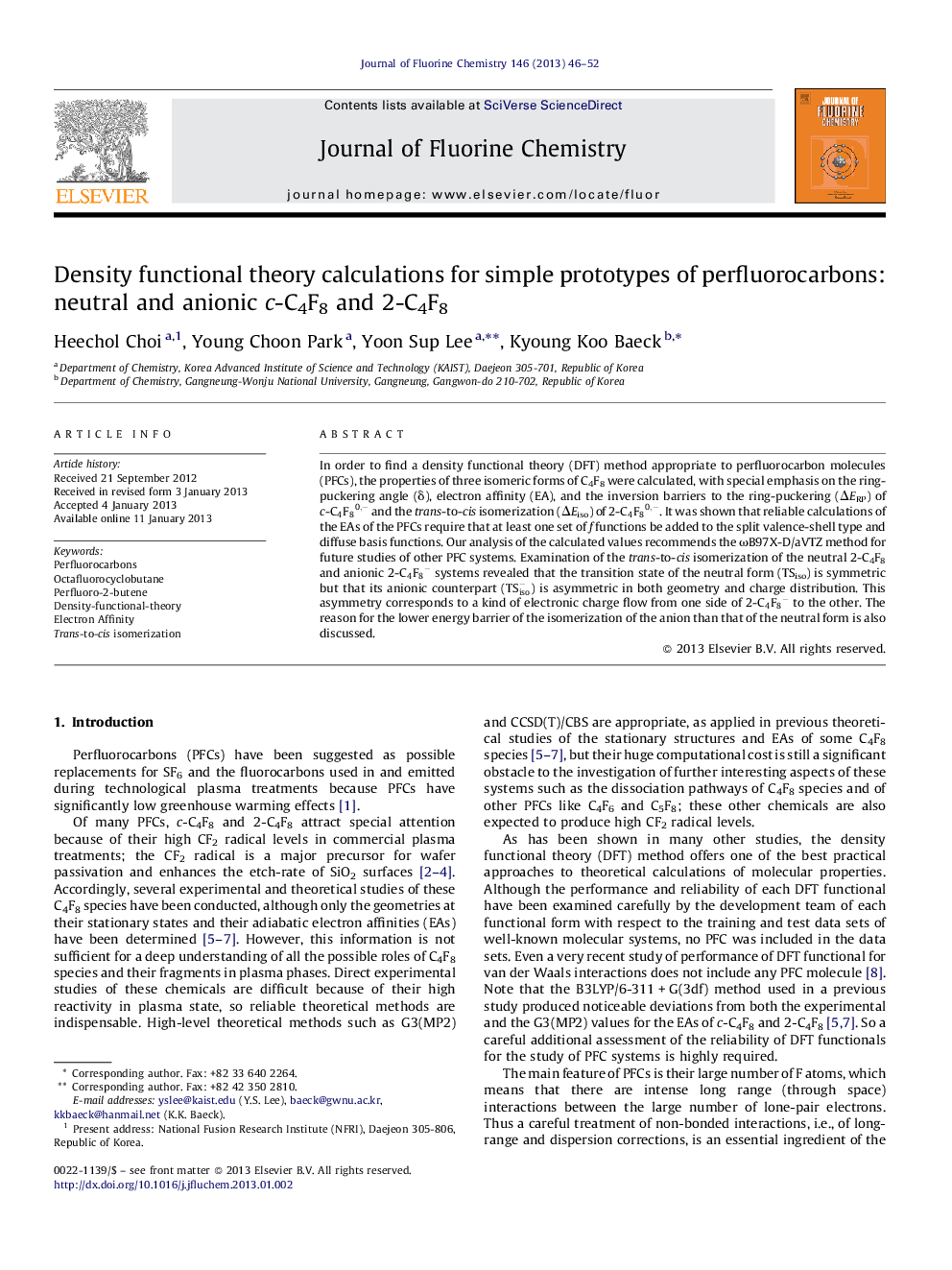 Density functional theory calculations for simple prototypes of perfluorocarbons: neutral and anionic c-C4F8 and 2-C4F8