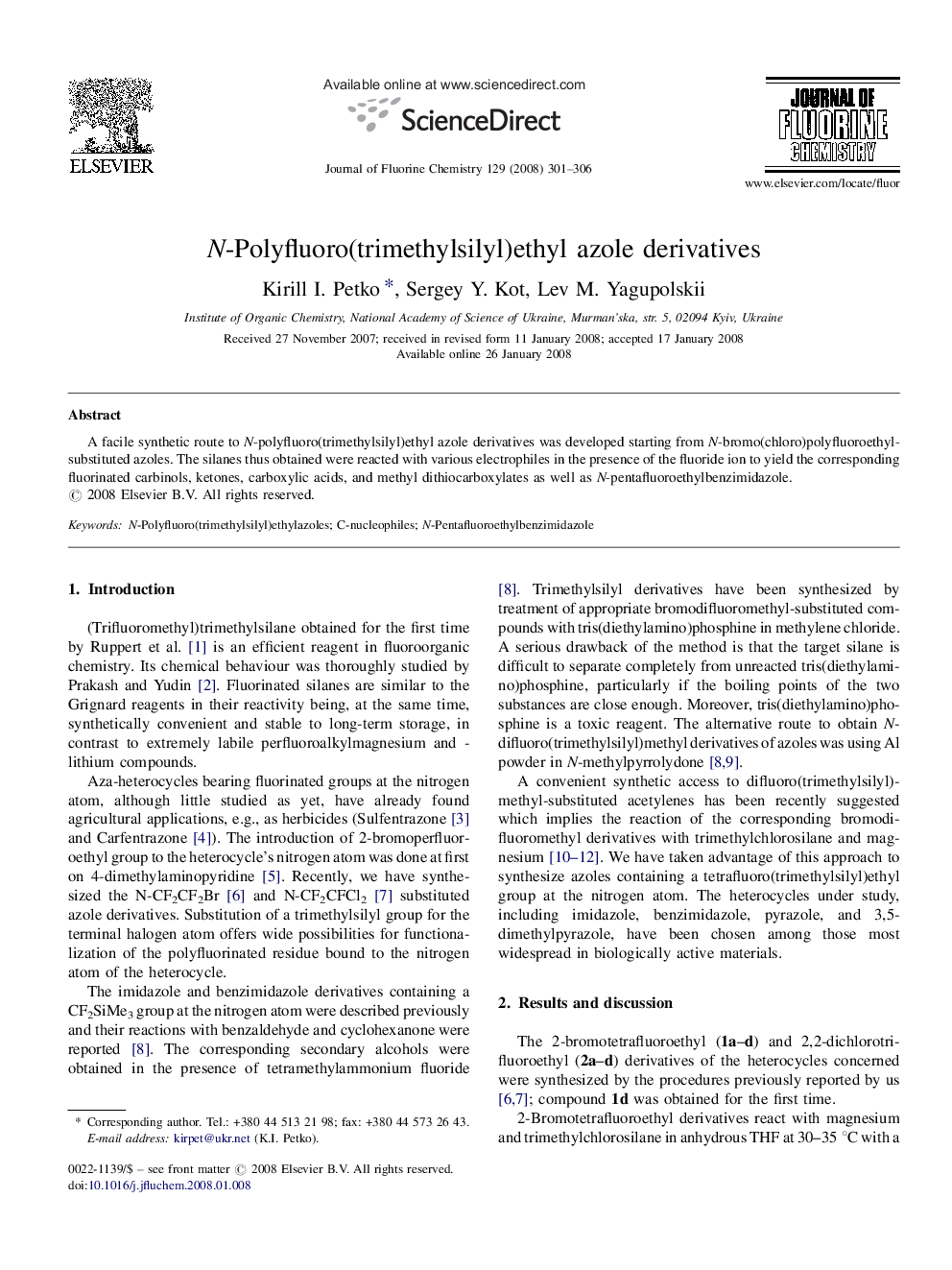 N-Polyfluoro(trimethylsilyl)ethyl azole derivatives