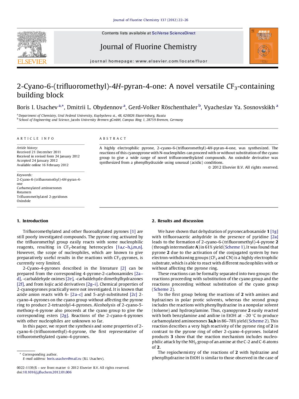 2-Cyano-6-(trifluoromethyl)-4H-pyran-4-one: A novel versatile CF3-containing building block