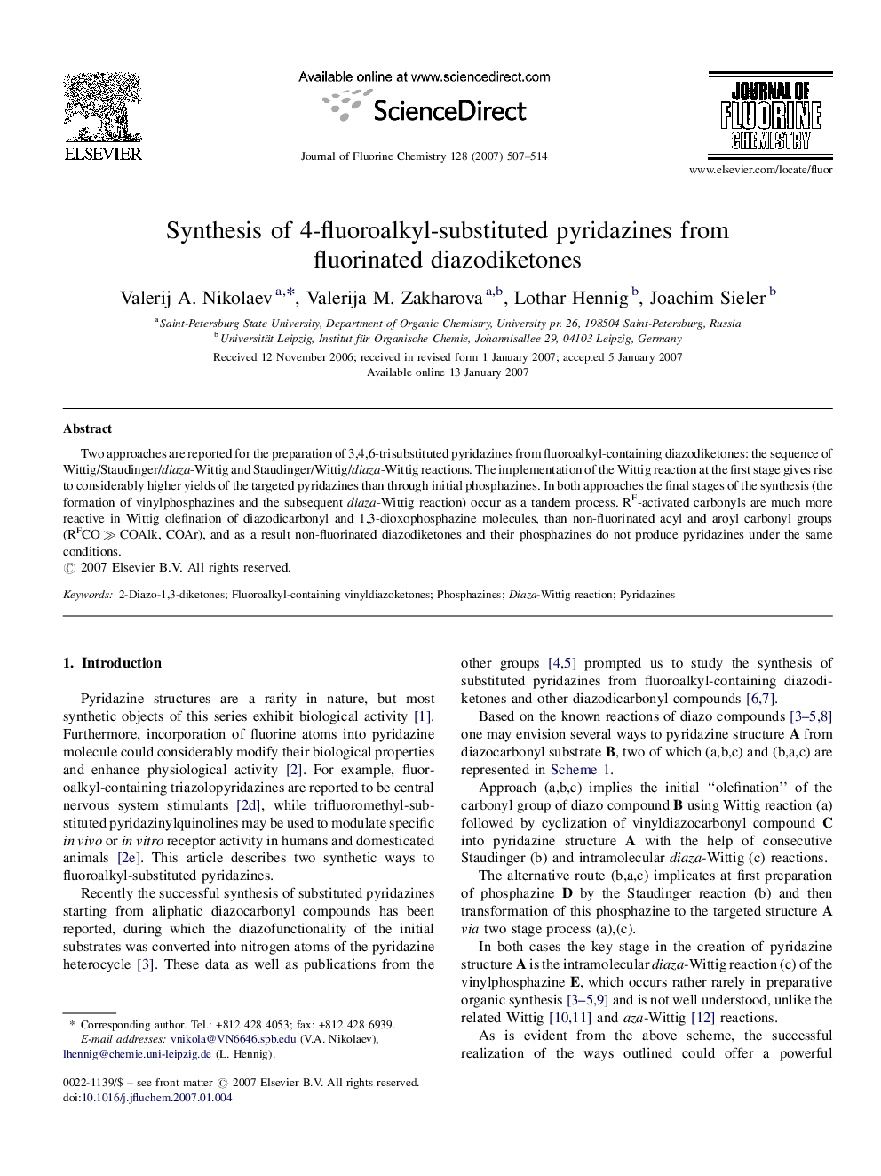 Synthesis of 4-fluoroalkyl-substituted pyridazines from fluorinated diazodiketones