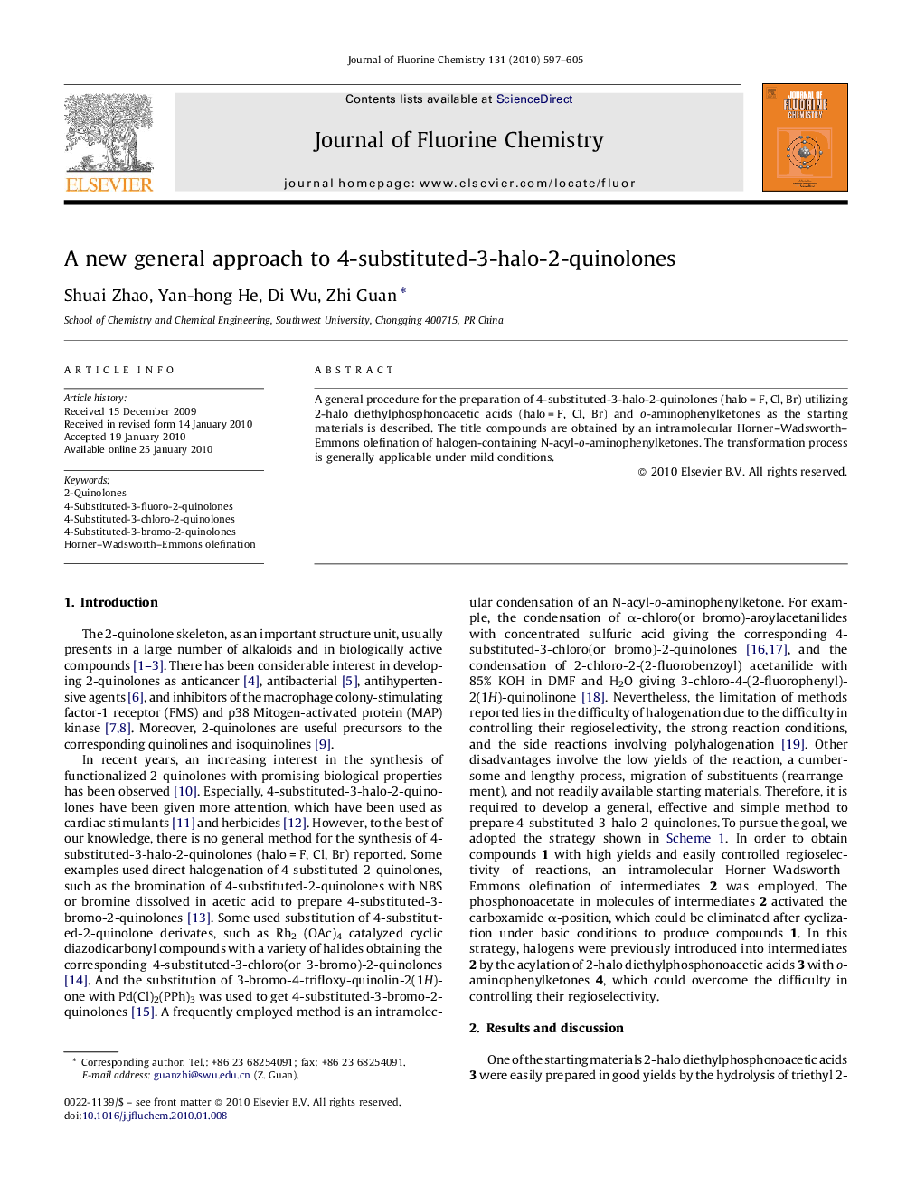 A new general approach to 4-substituted-3-halo-2-quinolones