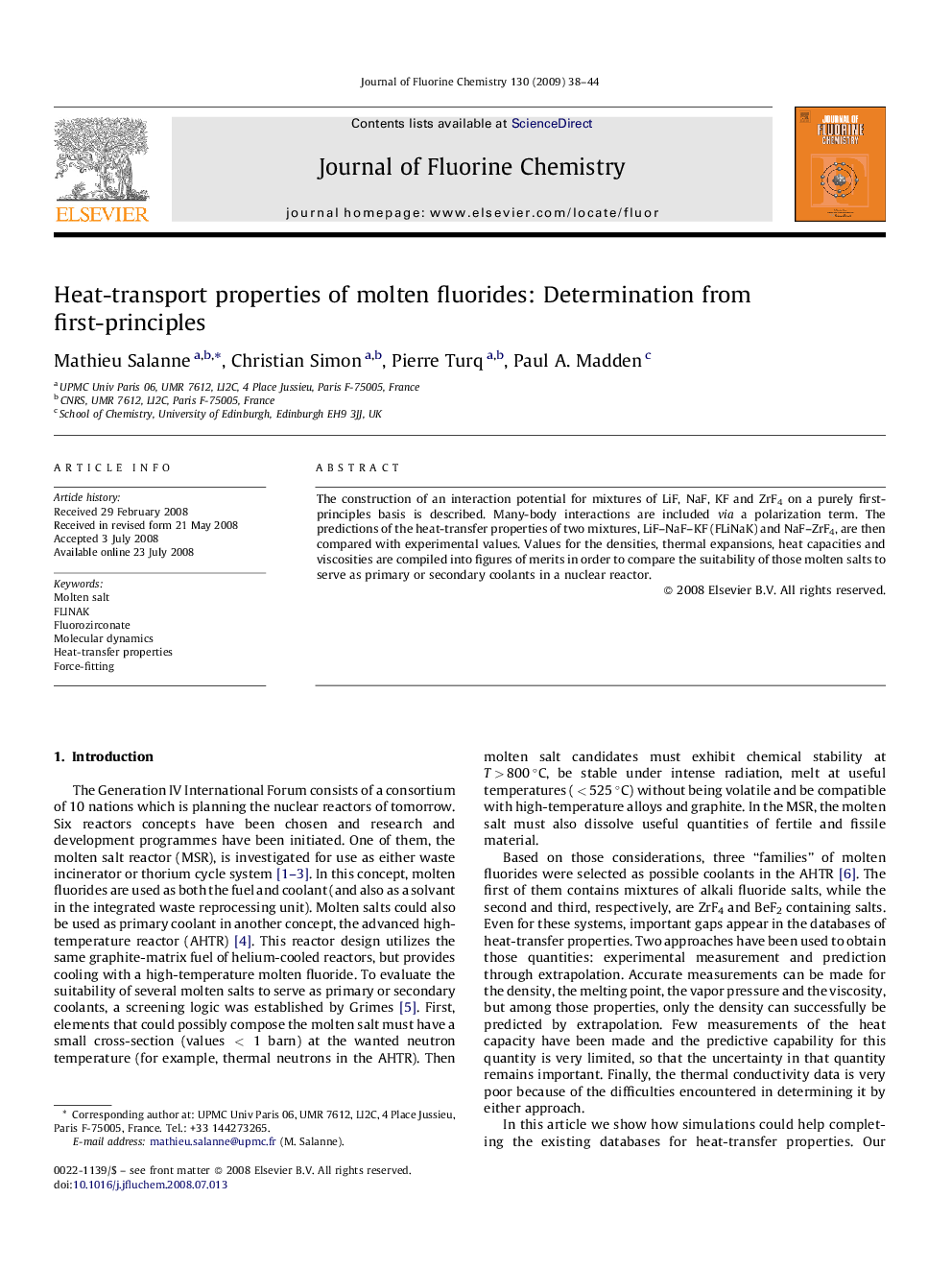 Heat-transport properties of molten fluorides: Determination from first-principles