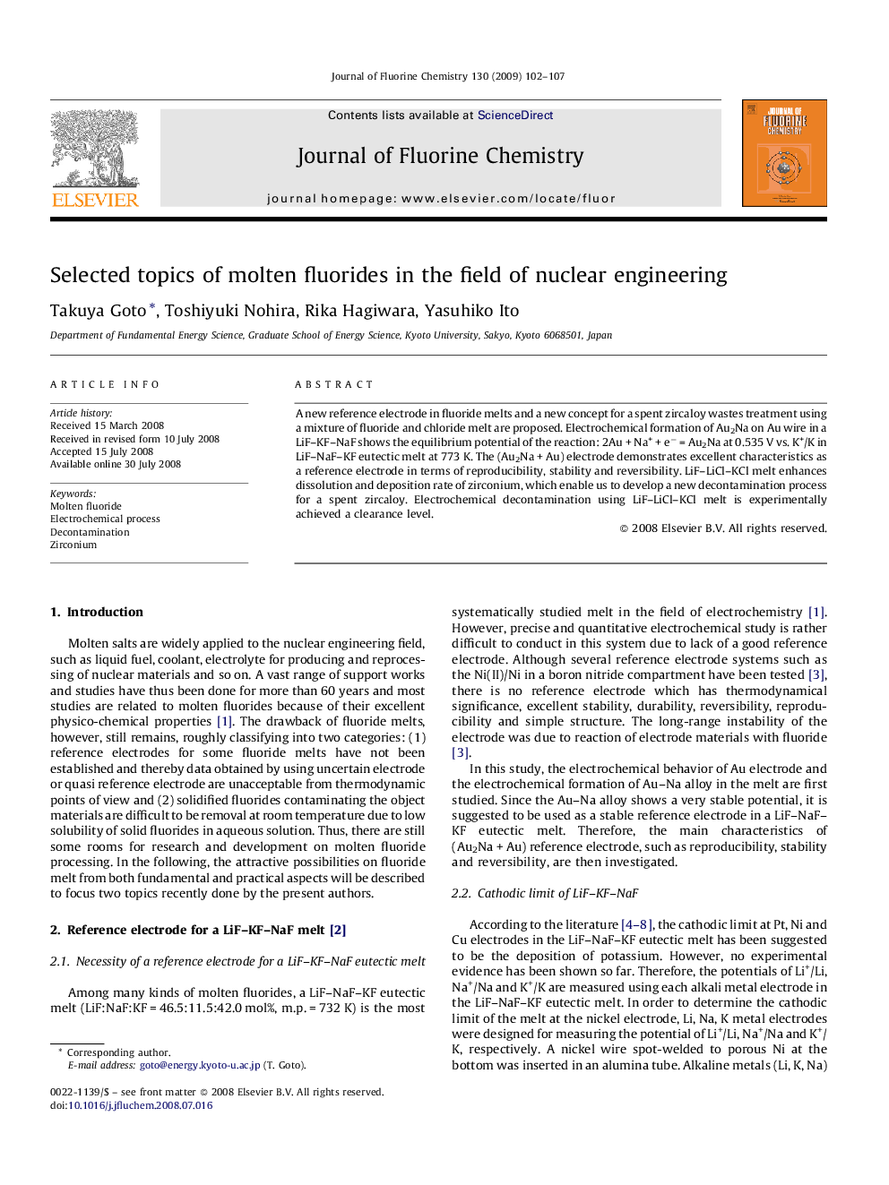 Selected topics of molten fluorides in the field of nuclear engineering