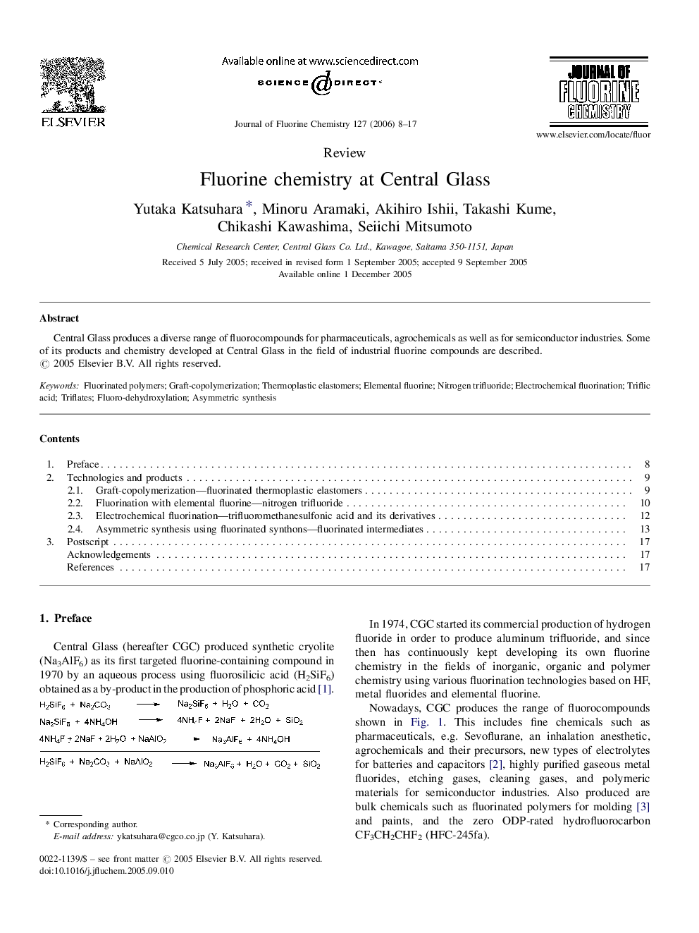 Fluorine chemistry at Central Glass