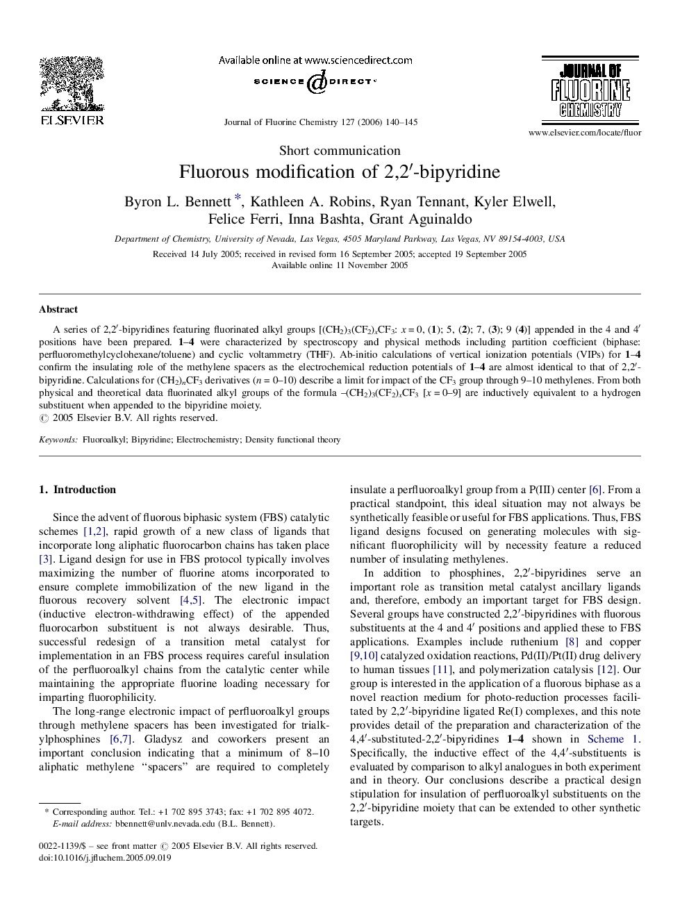 Fluorous modification of 2,2′-bipyridine