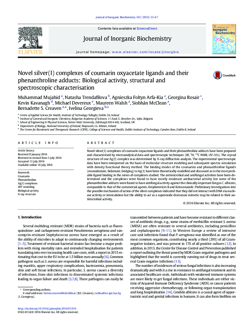 Novel silver(I) complexes of coumarin oxyacetate ligands and their phenanthroline adducts: Biological activity, structural and spectroscopic characterisation