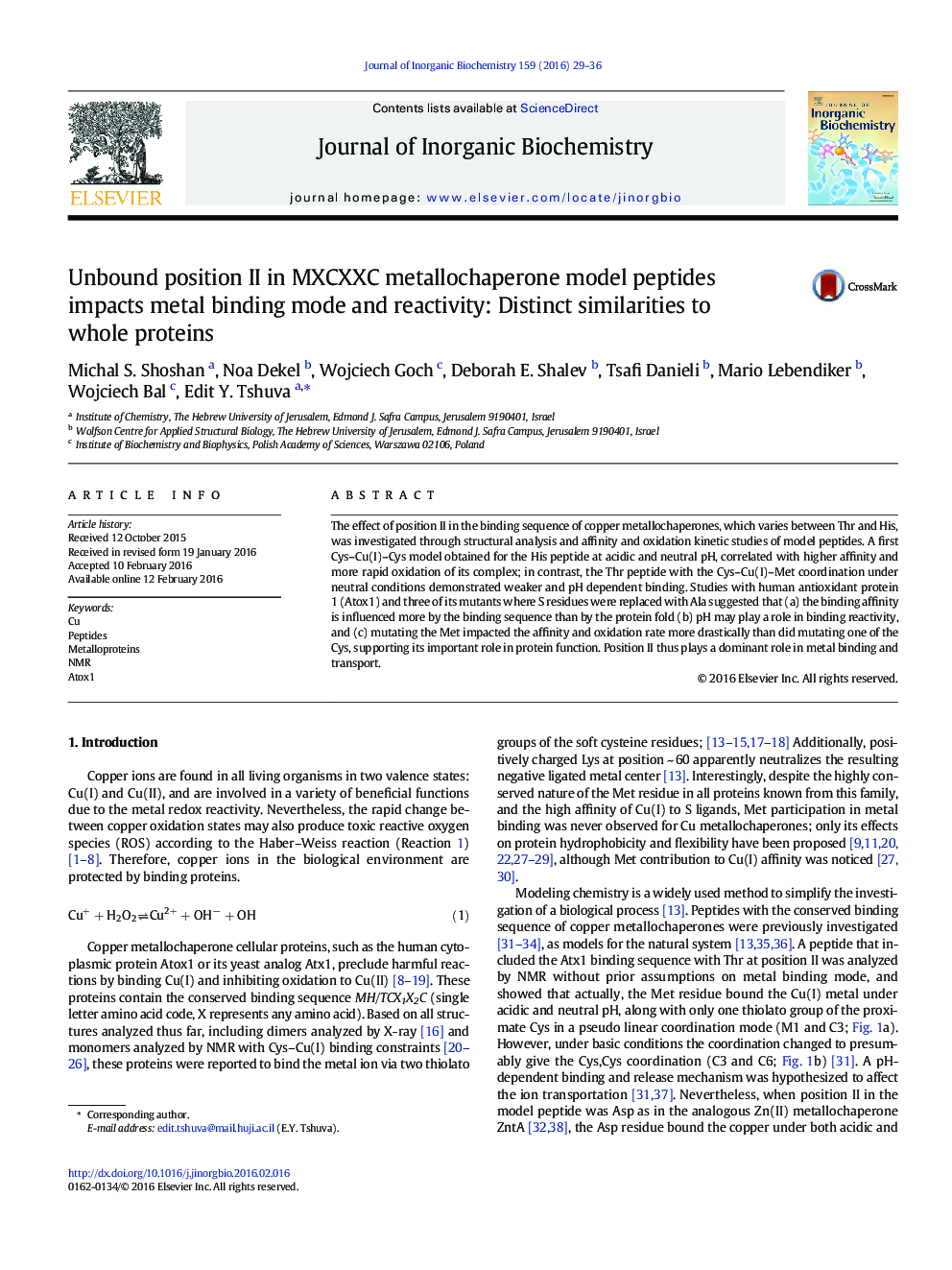 Unbound position II in MXCXXC metallochaperone model peptides impacts metal binding mode and reactivity: Distinct similarities to whole proteins