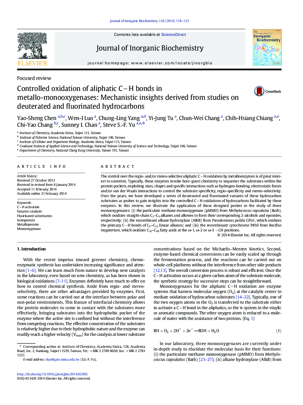 Controlled oxidation of aliphatic CH bonds in metallo-monooxygenases: Mechanistic insights derived from studies on deuterated and fluorinated hydrocarbons